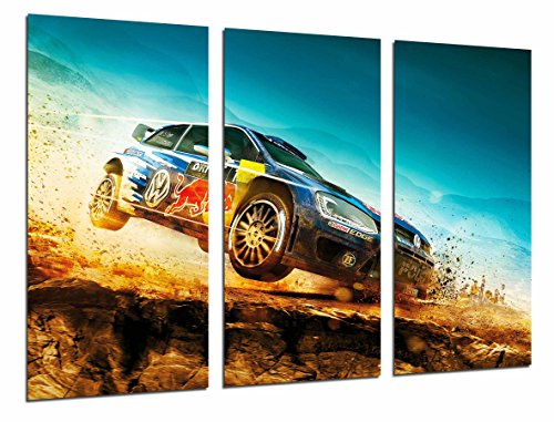 Cuadros Cámara Wandbild - Autorennen-Sammlung in der Wüsten-Landschaft Red Bull, blau, 97 x 62 cm, Holzdruck - XXL Format - Kunstdruck von Cuadros Cámara