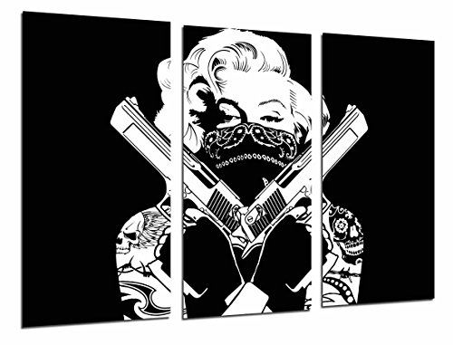 Wandbild - Bandit, Frau Holster Marilyn Monroe, schwarz und weiß, 97 x 62 cm, Holzdruck - XXL Format - Kunstdruck, ref.26922 von Cuadros Cámara