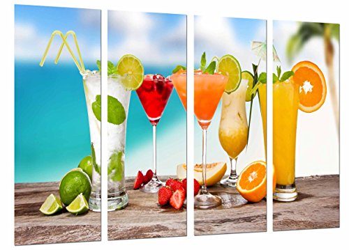 Wandbild - Bar Restaurant, Saft Fruchtalkohol, Drink Cocktails, 131 x 62 cm, Holzdruck - XXL Format - Kunstdruck, ref.27080 von Cuadros Cámara