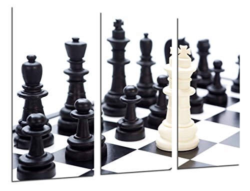 Wandbild - Brettspiel Schach, Stück in Schwarz und Weiß, 97 x 62 cm, Holzdruck - XXL Format - Kunstdruck, ref.26946 von Cuadros Cámara