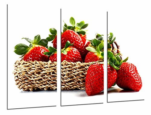 Wandbild - Küche, Lebensmittel-Obstladen, Frucht-Erdbeeren über Weiß, 97 x 62 cm, Holzdruck - XXL Format - Kunstdruck, ref.26968 von Cuadros Cámara