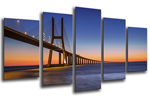 Wandbild - Landschaft Vasco Da Gama Bridge, Portugal, 165 x 62 cm, Holzdruck - XXL Format - Kunstdruck, ref.26195 von Cuadros Cámara