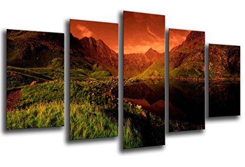 Wandbild - Landschaftssonnenuntergang auf See, Natur, 165 x 62 cm, Holzdruck - XXL Format - Kunstdruck, ref.26120 von Cuadros Cámara