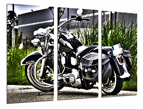 Wandbild - Motorrad Harley Black Davdison, Rennen, Straße, 97 x 62 cm, Holzdruck - XXL Format - Kunstdruck, ref.26828 von Cuadros Cámara