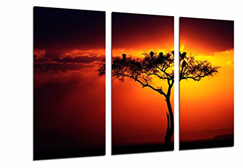 Wandbild - Natur, afrikanischer Baum, Sonnenuntergang, 97 x 62 cm, Holzdruck - XXL Format - Kunstdruck, ref.26585 von Cuadros Cámara