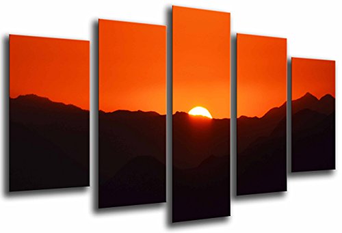 Wandbild - Natur-Horizont, Sonnenuntergang, Sonnenuntergang Orange, 165 x 62 cm, Holzdruck - XXL Format - Kunstdruck, ref.27097 von Cuadros Cámara