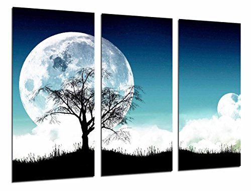 Wandbild - Natur bei Nacht, Vollmond, Baum, 97 x 62 cm, Holzdruck - XXL Format - Kunstdruck, ref.26693 von Cuadros Cámara