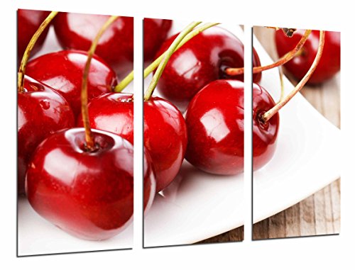Wandbild - Obstladen, Früchte auf Tafel, Rote Kirschen, 97 x 62 cm, Holzdruck - XXL Format - Kunstdruck, ref.26944 von Cuadros Cámara