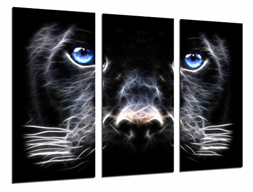 Wandbild - Panther Tier, blaue Augen, 97 x 62 cm, Holzdruck - XXL Format - Kunstdruck, ref.26666 von Cuadros Cámara