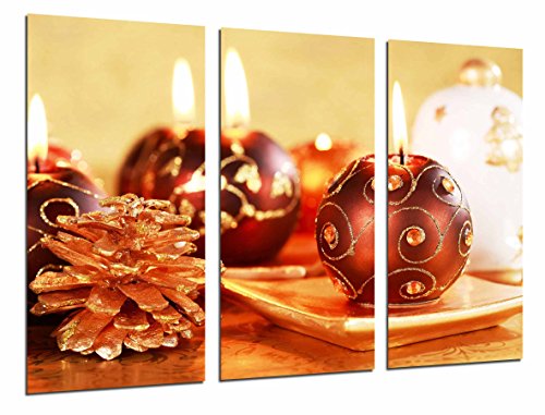 Wandbild - Rot und Gold Weihnachtsdekoration, Kerzen und Ananas, 97 x 62 cm, Holzdruck - XXL Format - Kunstdruck, ref.26965 Wandbild - Rot und Gold Weihnachtsdekoration, Kerzen und Ananas, 97 x 62 cm, Holzdruck - XXL Format - Kunstdruck, ref.26965 von Cuadros Camara