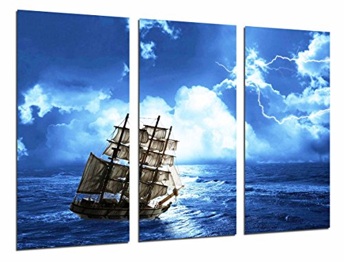 Wandbild - Segelboot, Sturm im Meer, 97 x 62 cm, Holzdruck - XXL Format - Kunstdruck, ref.26670 von Cuadros Cámara