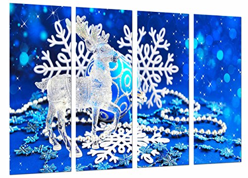 Wandbild - Weihnachten, Weihnachtsverzierungen Tierren, Schneeflocke, 131 x 62 cm, Holzdruck - XXL Format - Kunstdruck, ref.27085 von Cuadros Cámara