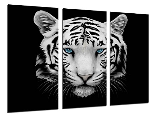 Wandbild - Weißer Tiger, Tiere, 97 x 62 cm, Holzdruck - XXL Format - Kunstdruck, ref.26309 von Cuadros Cámara