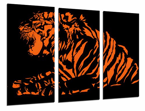 Wandbild - Wild Animal Tiger, Feline Orange und Schwarz, Natur, 97 x 62 cm, Holzdruck - XXL Format - Kunstdruck, ref.26924 von Cuadros Cámara