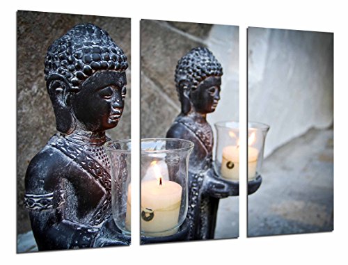 Wandbild - Zen-Figuren, Entspannung, entspannen, Kerzen, 97 x 62 cm, Holzdruck - XXL Format - Kunstdruck, ref.26613 von Cuadros Cámara