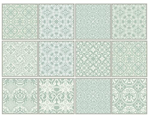 Cuadros Lifestyle Dekorative Stickerfliesen 10x10 cm | Mit tollen Motiven und Ornamenten für Wände und Fliesen | 12 teiliges Set | seidenmatt von Cuadros Lifestyle