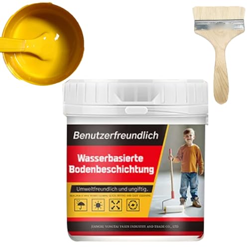 Cuaojk Ecoeatpot Bodenfarbe, Ecoeatpot Bodenfarbe Auf Wasserbasis Bodenbeschichtung 3 in 1, Wasserbasierte Epoxidharzbodenbeschichtung Mehrfarbig (Mittelgelb) von Cuaojk