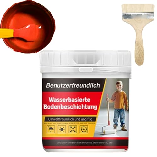 Cuaojk Ecoeatpot Bodenfarbe, Ecoeatpot Bodenfarbe Auf Wasserbasis Bodenbeschichtung 3 in 1, Wasserbasierte Epoxidharzbodenbeschichtung Mehrfarbig (Rot) von Cuaojk