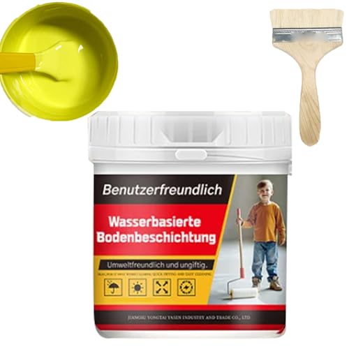 Cuaojk Ecoeatpot Bodenfarbe, Ecoeatpot Bodenfarbe Auf Wasserbasis Bodenbeschichtung 3 in 1, Wasserbasierte Epoxidharzbodenbeschichtung Mehrfarbig (Zitronengelb) von Cuaojk