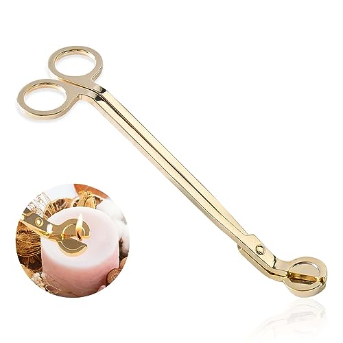 Cuayaes Kerzendochtschneider, Polierter Edelstahl delstahl Kerzen Dochtschneider, Dochtschere die tief in Kerzen hineinreicht, um verbrauchte Dochte abzuschneiden (Gold) von Cuayaes