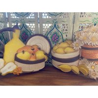 Vintage Homco Obst Und Blumen Wandbehang Für Die Küche von Cubbscove