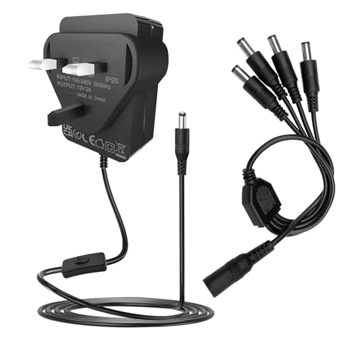 12V 2A Netzteil für Überwachungskamera 12VDC CCTV-Kamera Home Security Camera DVR/NVR/HVR (Analog AHD IP) Überwachungssystem Überwachung mit 4 geteilten Netzkabeln [2UC2] von Cube-LED