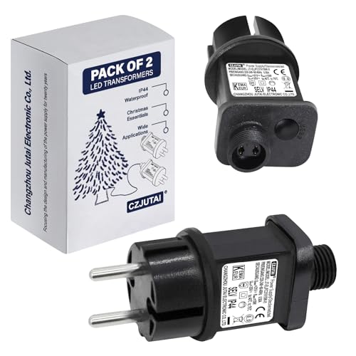 2er Pack mit LED Trafo CZJUTAI IP44 Netzteil für Weihnachtsbeleuchtung mit Stecker - EU-Stecker (Schraubsockel - Schaltmodus - EL/FC31V15W) von CubePlug