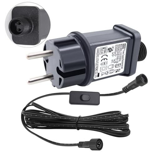 CZJUTAI IP44 LED Trafo Netzteil für Weihnachtsbeleuchtung mit Stecker - EU-Stecker Mit einem 3 m Kabel und einer 1-Klick-Taste schalten Sie das Netzkabel ein [E3TW] von CubePlug