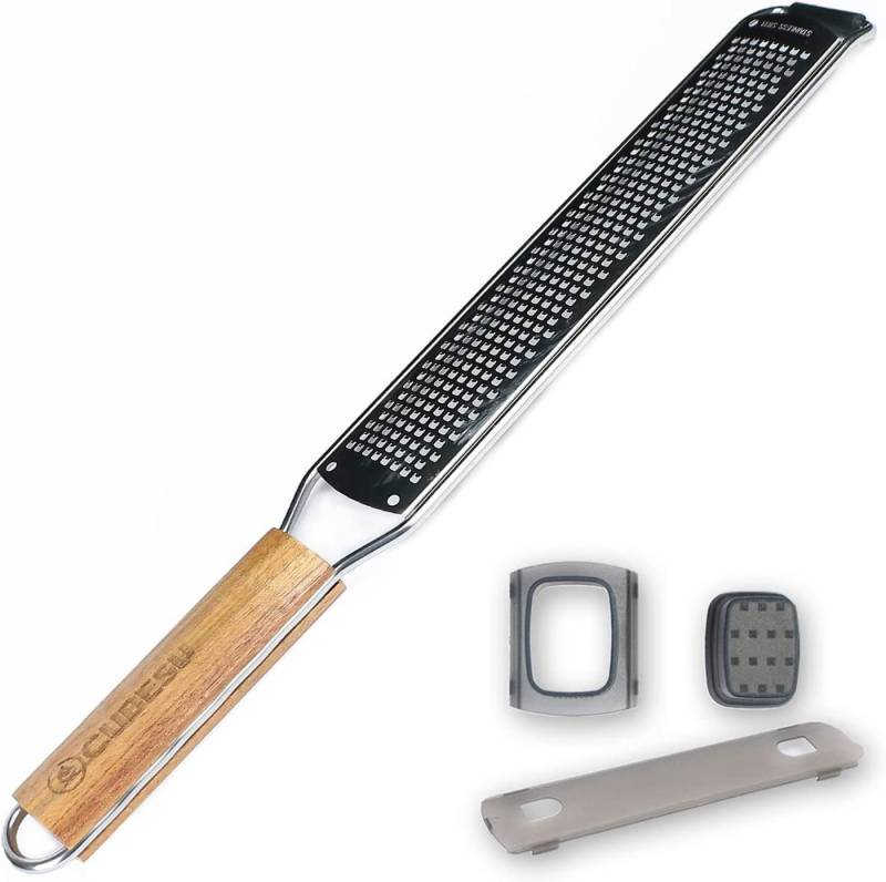 Cubesu Käsereibe Zester Reibe Set extrem scharfe Edelstahl Küchenreibe mit Holzgriff, Edelstahl / Holz von Cubesu