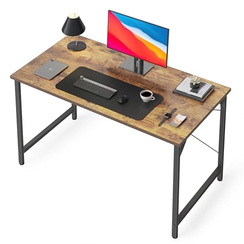 CubiCubi Schreibtisch, Kleiner Computertisch, 100 x 48 x 75 cm Bürotisch, für Arbeitszimmer, Schlafzimmer, Industrie-Design, Metallgestell, Vintagebraun von CubiCubi