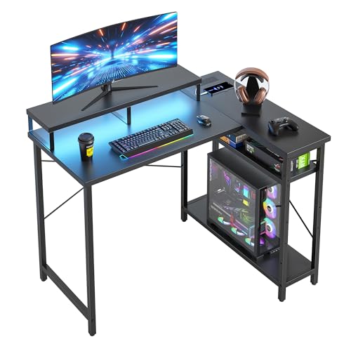 CubiCubi Eckschreibtisch mit LED & Steckdose – 100×52cm Schreibtisch L Form für Home Office & Gaming, Kleiner Computertisch mit Regal – Moderner Gaming Tisch CubiCubi Eckschreibtisch mit LED & Steckdose – 100×52cm Schreibtisch L Form für Home Office & Gaming, Kleiner Computertisch mit Regal – Moderner Gaming Tisch von CubiCubi