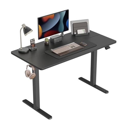 CubiCubi Elektrischer Stehschreibtisch, 100 x 60 cm höhenverstellbarer Tisch, Ergonomische Büromöbel mit Verbindungsplatte, Schwarz Oberfläche von CubiCubi