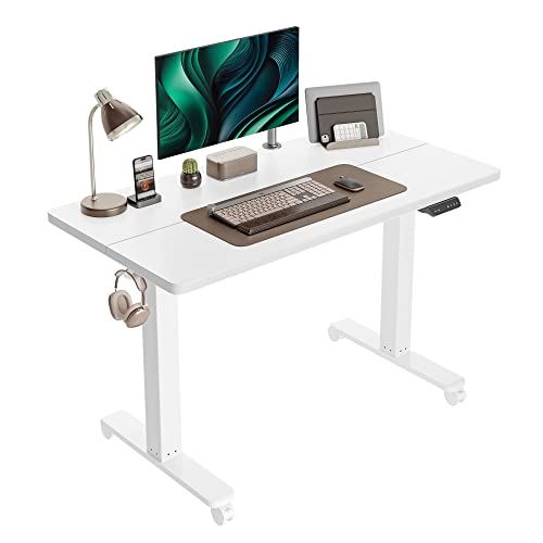 CubiCubi Elektrischer Stehschreibtisch, 100 x 60 cm höhenverstellbarer Tisch, Ergonomische Büromöbel mit Verbindungsplatte,Weiß Oberfläche von CubiCubi
