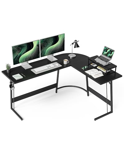 CubiCubi Gaming Tisch Eckschreibtisch 150 x 120 cm, Schreibtisch L Form für Gaming, Ecktisch Computertisch Mit Monitorständer, Platzsparend, Einfach zu Montieren Eck Tisch, Schwarz von CubiCubi