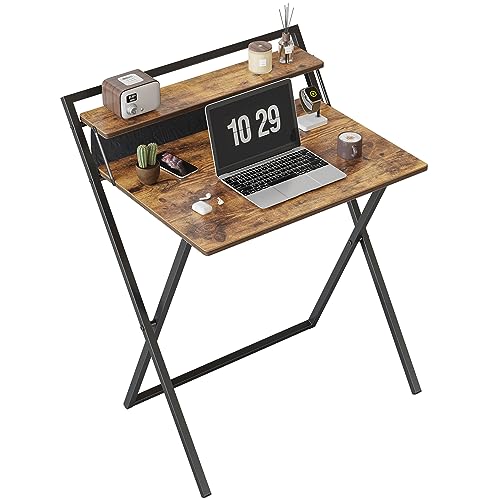 CubiCubi Kleiner klappbarer Schreibtisch, 60 cm klappbarer Computertisch mit Regal und Aufbewahrungstasche, kein Zusammenbau erforderlich, Home Office, kleiner Arbeitstisch, Braun CubiCubi Kleiner klappbarer Schreibtisch, 60 cm klappbarer Computertisch mit Regal und Aufbewahrungstasche, kein Zusammenbau erforderlich, Home Office, kleiner Arbeitstisch, Braun von CubiCubi