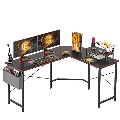 CubiCubi Gaming Tisch Eckschreibtisch 150x120cm, Schreibtisch mit Monitorständer und Seitlicher Aufbewahrungstasche, Gaming Schreibtisch L Form, Computertisch, Kohlefaser Schwarz CubiCubi Gaming Tisch Eckschreibtisch 150x120cm, Schreibtisch mit Monitorständer und Seitlicher Aufbewahrungstasche, Gaming Schreibtisch L Form, Computertisch, Kohlefaser Schwarz von CubiCubi