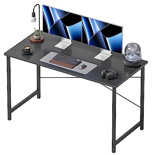 CubiCubi Schreibtisch, Kleiner Computertisch, 120 x 48 x 75 cm Bürotisch, für Arbeitszimmer, Schlafzimmer, Industrie-Design, Metallgestell, Schwarz von CubiCubi