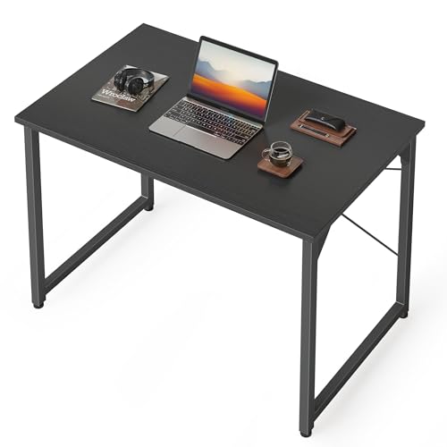 CubiCubi Schreibtisch, Kleiner Computertisch, 80 x 40 x 75 cm Bürotisch, für Arbeitszimmer, Schlafzimmer, Industrie-Design, Metallgestell, Schwarz von CubiCubi
