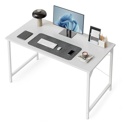 CubiCubi Schreibtisch, Kleiner Computertisch, 100 x 48 x 75 cm Bürotisch, für Arbeitszimmer, Schlafzimmer, Industrie-Design, Metallgestell, Weiß von CubiCubi
