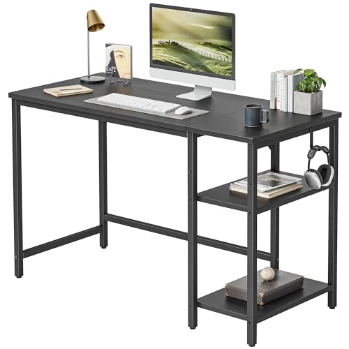 CubiCubi Schreibtisch mit Regalen, Computertisch mit Ablagen & PC-Tisch für Homeoffice, Büro & Arbeitszimmer,Stabiler Stahlrahmen,Moderner Industriestil 100x50cm Schwarz von CubiCubi