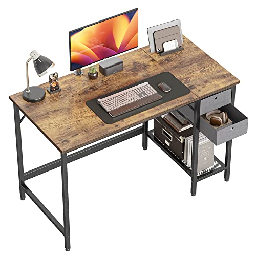 Cubiker Computertisch für das Home Office mit Schubladen, 120 cm Kleiner Schreibtisch zum Studieren und Schreiben, moderner einfacher PC-Tisch, Braun von Cubiker