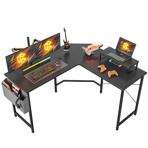 Cubiker Gaming Tisch Eckschreibtisch 120x120cm, Schreibtisch mit Monitorständer und Seitlicher Aufbewahrungstasche, Gaming Schreibtisch L Form, Computertisch, Schwarz Cubiker Gaming Tisch Eckschreibtisch 120x120cm, Schreibtisch mit Monitorständer und Seitlicher Aufbewahrungstasche, Gaming Schreibtisch L Form, Computertisch, Schwarz von Cubiker