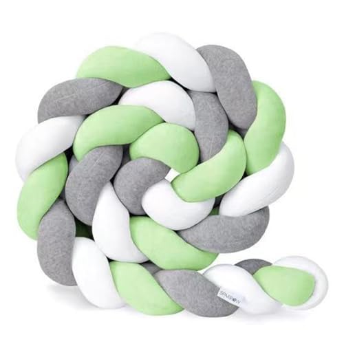 Bettschlange Baby Geflochten, 3 Strands Bettschlange Baby,100% Baumwolle Babybett Geflochten Nestchen Weiches Bequem Bettrolle Neugeborene Knotenkissen Kinderbett Kopfschutz Kissen Stillkissen(C,2m) von Cubstone