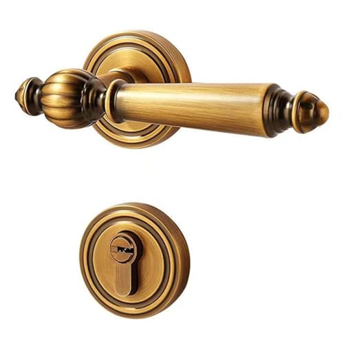 Cubstone Euro Hebelschloss,Messing-Schlafzimmertürschloss Massivholz-Zimmertürschloss Geteilter Geräuschloses Innenraum-Türbeschlag Set(Antique Bronze A,Magnetic) von Cubstone