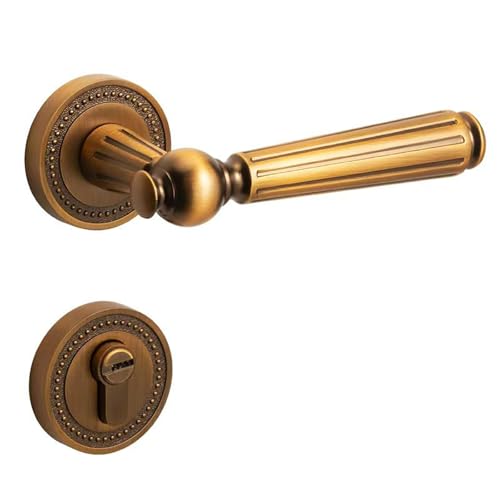 Cubstone Euro Hebelschloss,Messing-Schlafzimmertürschloss Massivholz-Zimmertürschloss Geteilter Geräuschloses Innenraum-Türbeschlag Set(Antique Bronze B,Magnetic) von Cubstone