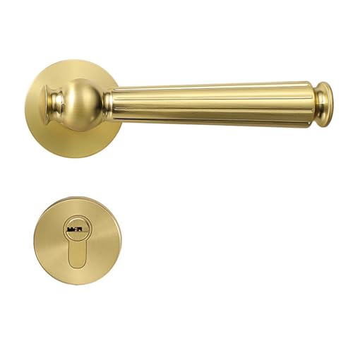 Cubstone Euro Hebelschloss,Messing-Schlafzimmertürschloss Massivholz-Zimmertürschloss Geteilter Geräuschloses Innenraum-Türbeschlag Set(Gold C,Magnetic) von Cubstone