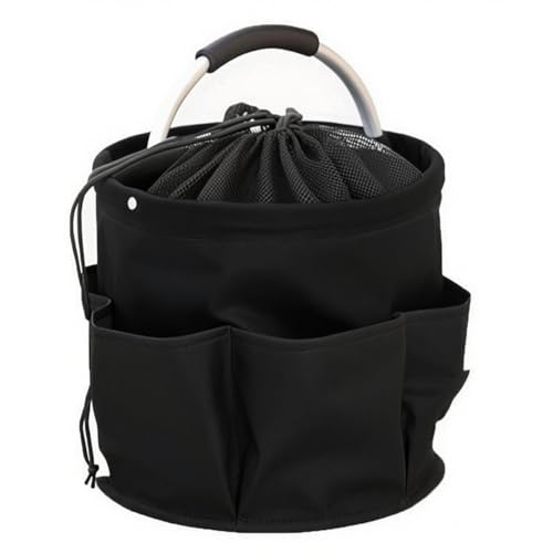 Cubstone Putzmittel Organizer,17L Camping-Picknickkorb,Faltbarer Mit Griff und 6 Fächern Tragbare Werkzeugkorb Aufbewahrungskorb für Garten Badezimmer Strand Einkaufen-nur Tasche(Black,B) von Cubstone