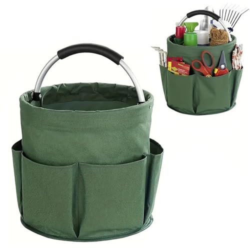 Cubstone Putzmittel Organizer,17L Camping-Picknickkorb,Faltbarer Mit Griff und 6 Fächern Tragbare Werkzeugkorb Aufbewahrungskorb für Garten Badezimmer Strand Einkaufen-nur Tasche(Green,A) von Cubstone