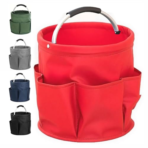 Cubstone Putzmittel Organizer,17L Camping-Picknickkorb,Faltbarer Mit Griff und 6 Fächern Tragbare Werkzeugkorb Aufbewahrungskorb für Garten Badezimmer Strand Einkaufen-nur Tasche(Red,A) von Cubstone