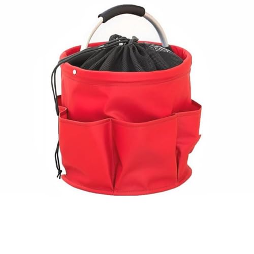 Cubstone Putzmittel Organizer Werkzeugkorb, Faltbarer Aufbewahrung Werkzeugkorb,17L Universal Werkzeugeimer für Gartenwerkzeug Putzutensilien Garten Gadgets Storage(Red,A) von Cubstone